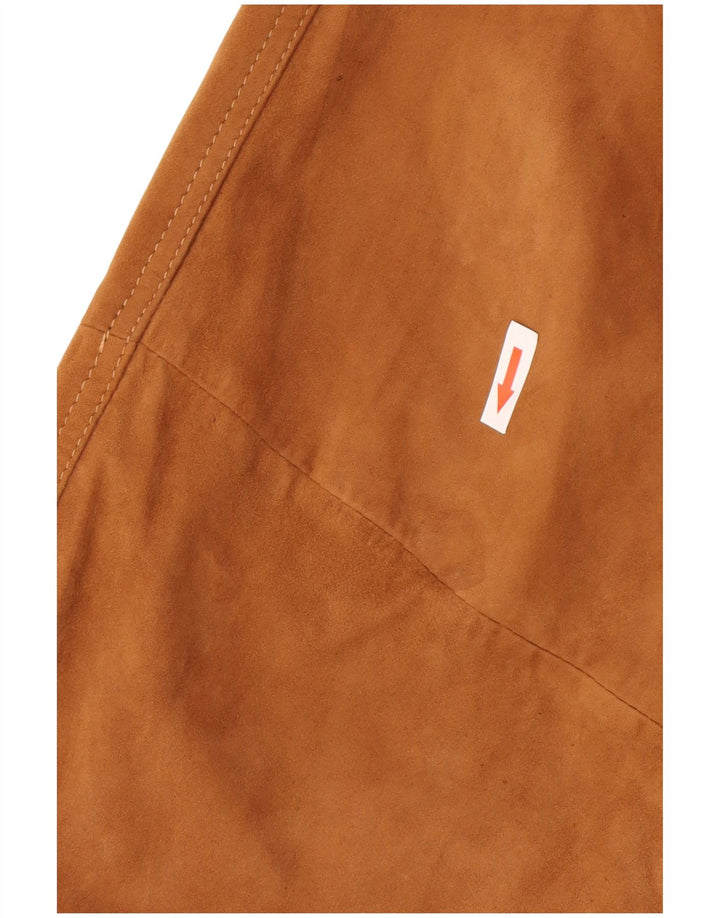 Vintage Mens Suede Bomber Jacket IT 52 XL Brown Leather