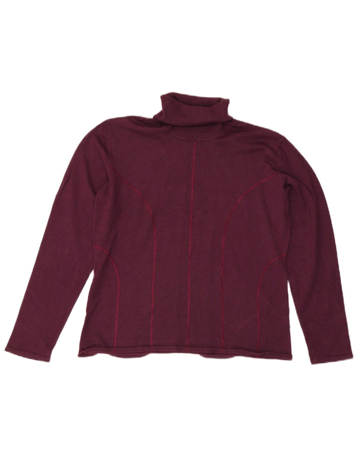 BIBA Womens Roll Neck Jumper Sweater UK 14 Medium Maroon Viscose