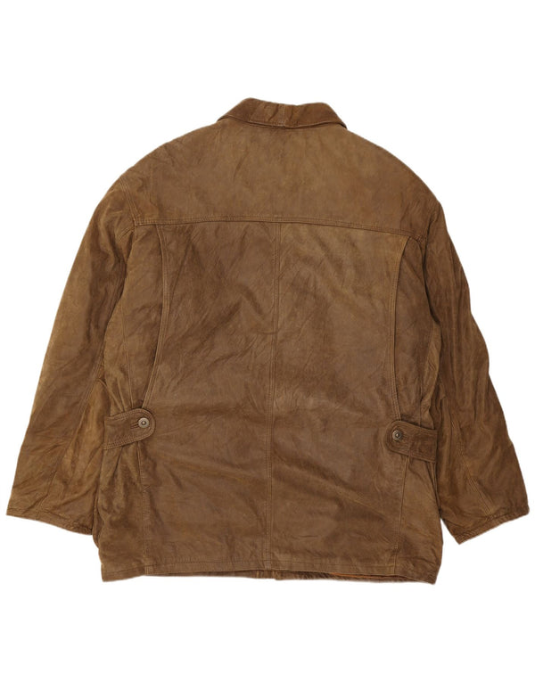 Essebi Mens Leather Jacket IT 54 2XL Brown Leather