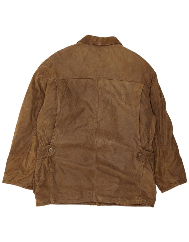 Essebi Mens Leather Jacket IT 54 2XL Brown Leather