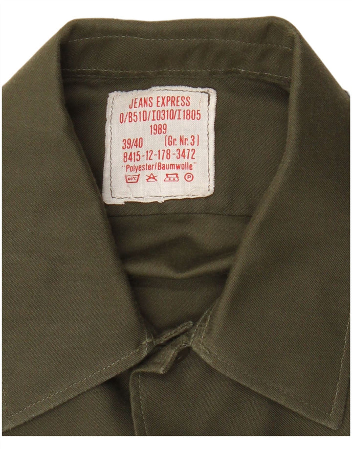 Vintage Mens Overshirt Military Shirt Size 39/40 Medium Khaki Army