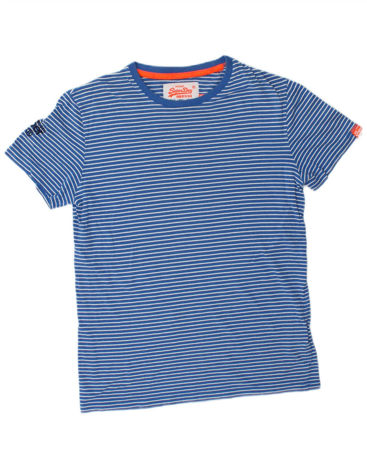 SUPERDRY Mens T-Shirt Top Small Blue Striped Cotton