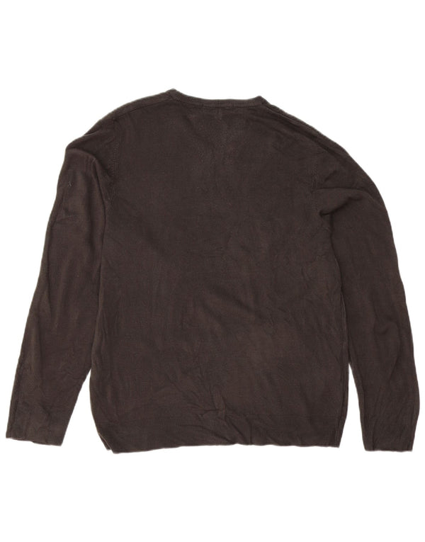 Marks & Spencer Mens V-Neck Jumper Sweater Large Grey Acrylic