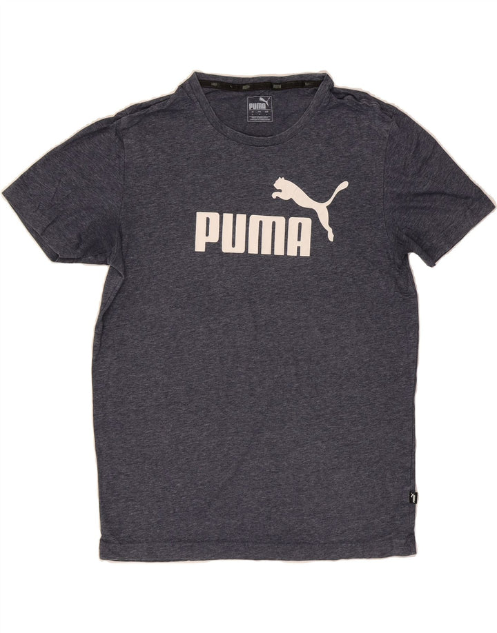 PUMA Mens Graphic T-Shirt Top Small Navy Blue Flecked Vintage Puma and Second-Hand Puma from Messina Hembry 