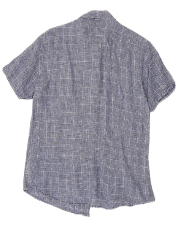 Best Company Mens Short Sleeve Shirt Medium Blue Houndstooth