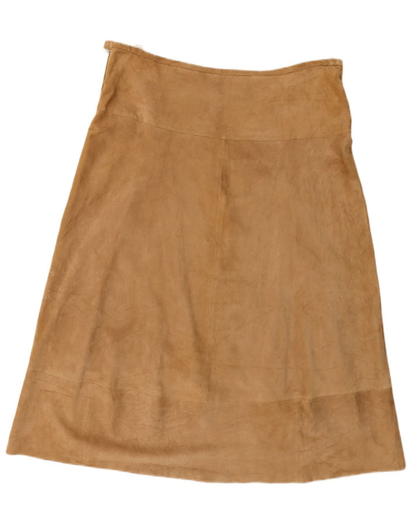 VINTAGE Womens Suede Skirt W36 XL Beige