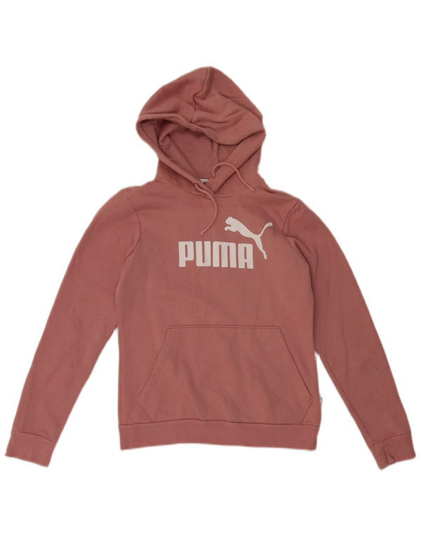 Puma Womens Graphic Hoodie Jumper UK 10 Small Pink Cotton