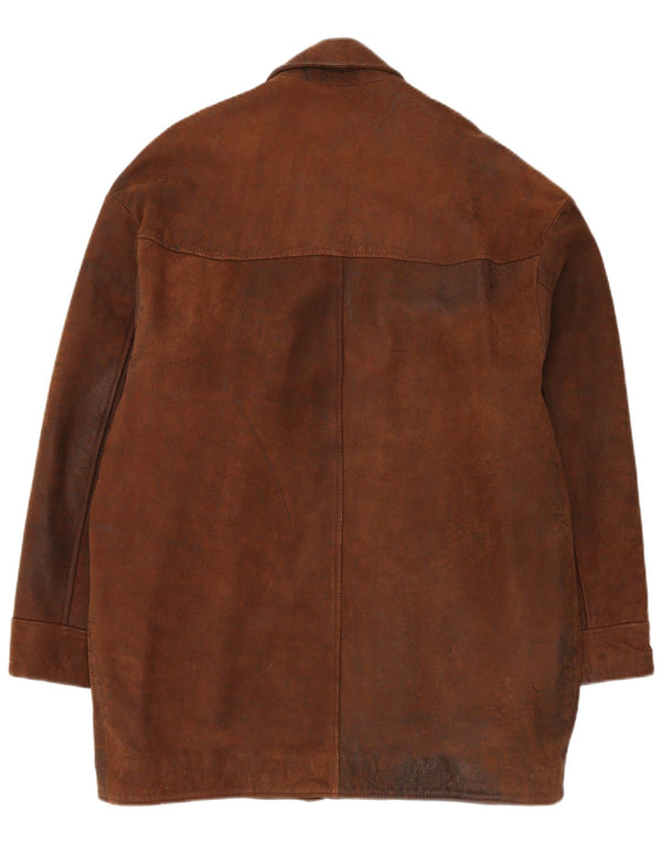 Vintage Mens Leather Coat UK 40 Large Brown