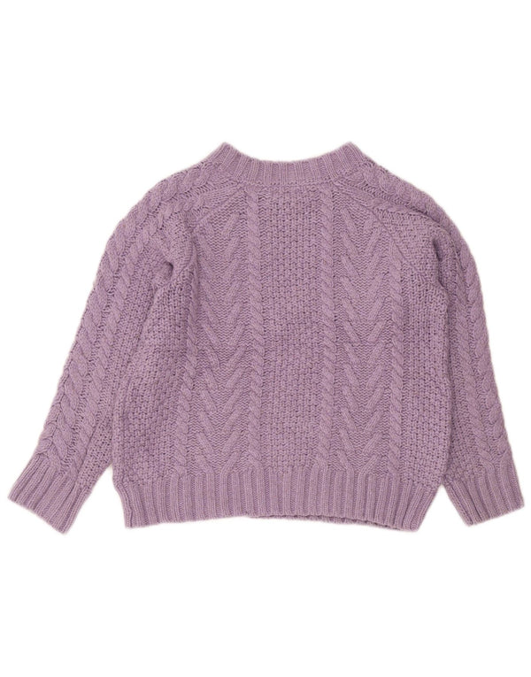 FAT FACE Womens Crop Boat Neck Jumper Sweater UK 8 Small  Purple Polyester