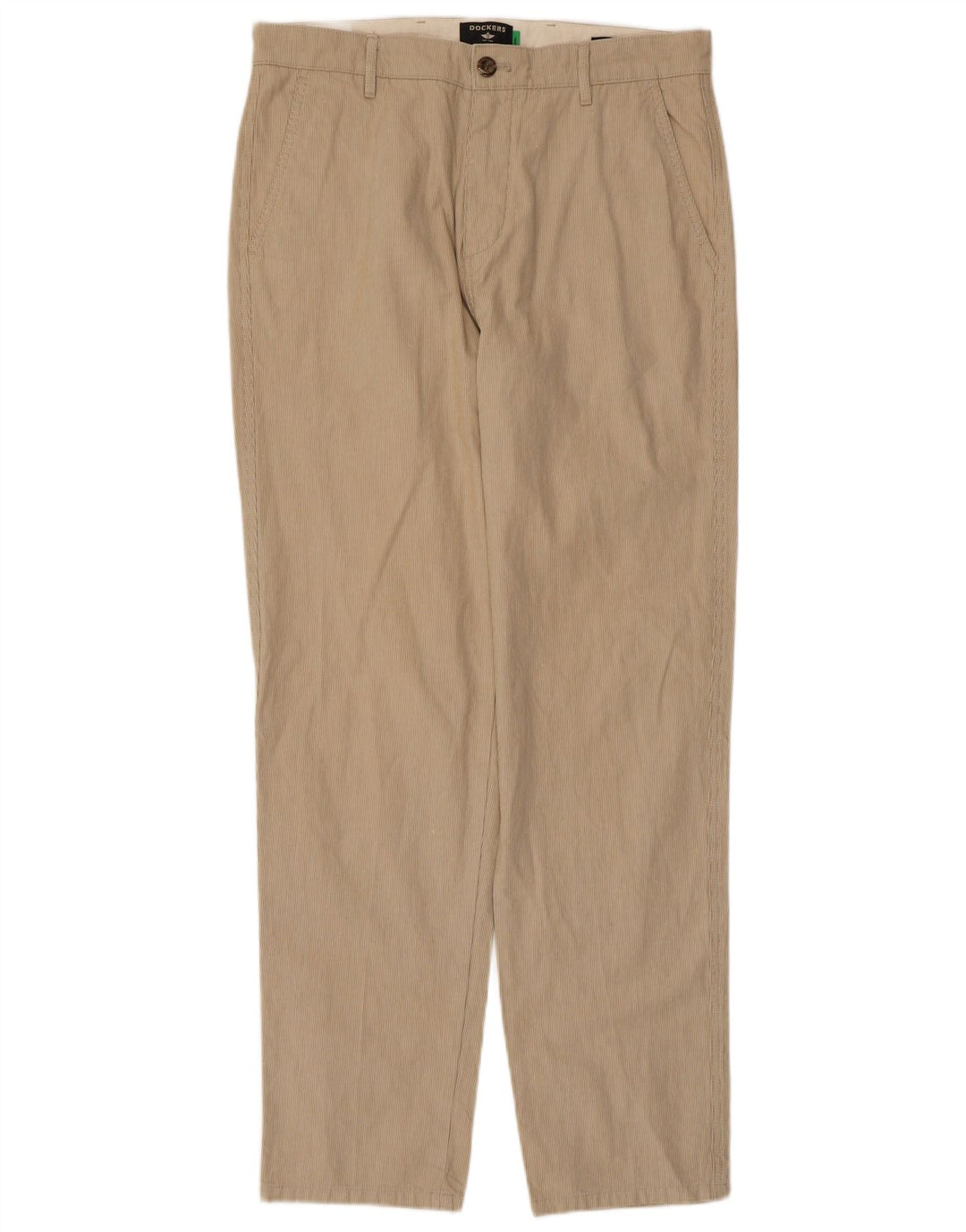DOCKERS Mens Tapered Chino Trousers W32 L32 Beige Pinstripe Cotton