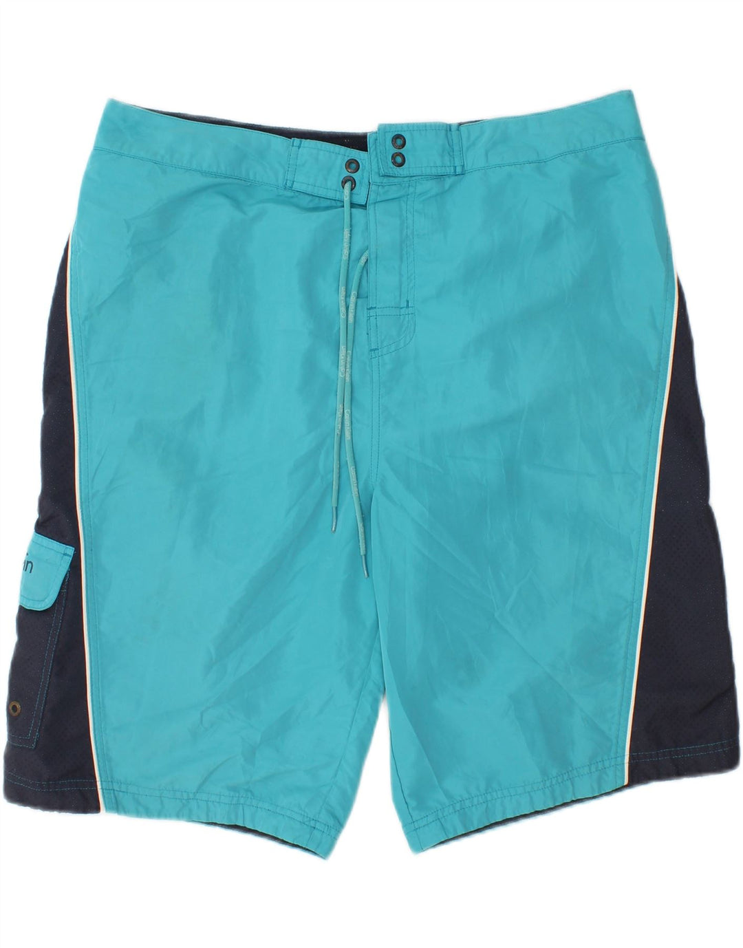CALVIN KLEIN Mens Swimming Shorts XL  Blue Colourblock Polyester Vintage Calvin Klein and Second-Hand Calvin Klein from Messina Hembry 