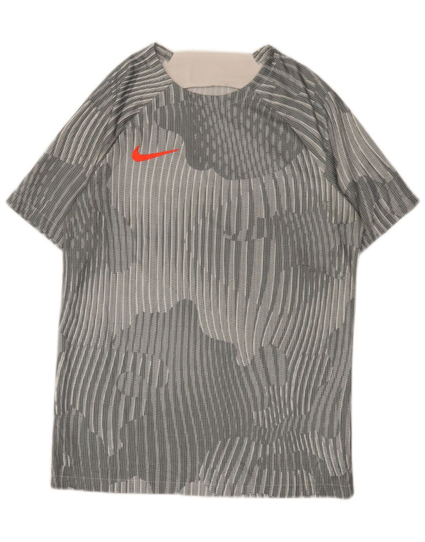 Nike Mens T-Shirt Top Medium Grey Striped Polyester