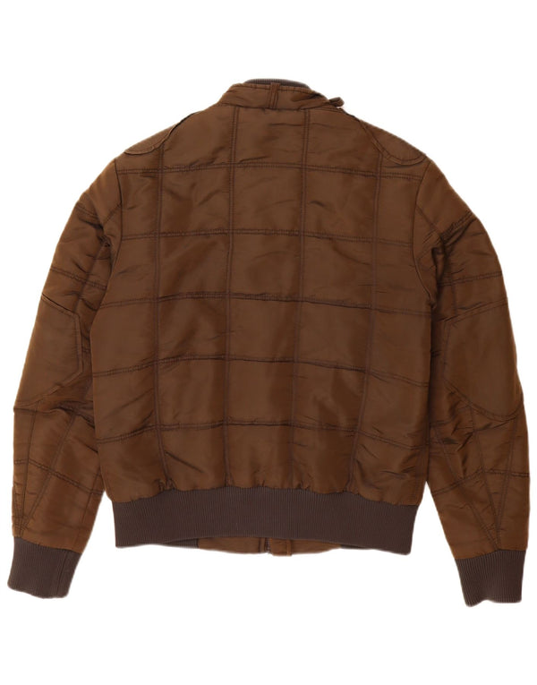 ENERGIE Mens Bomber Jacket UK 38 Medium Brown Polyamide
