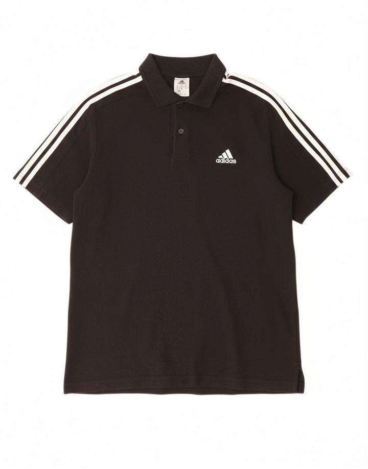 ADIDAS Mens Polo Shirt Medium Black Cotton