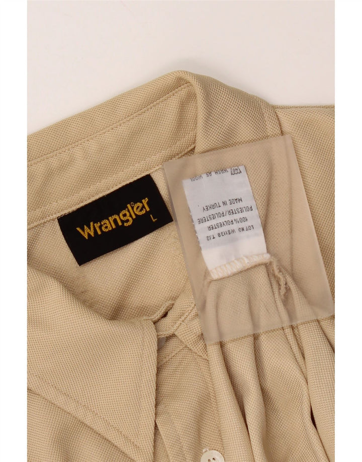 Wrangler Mens Short Sleeve Shirt Large Beige Polyester