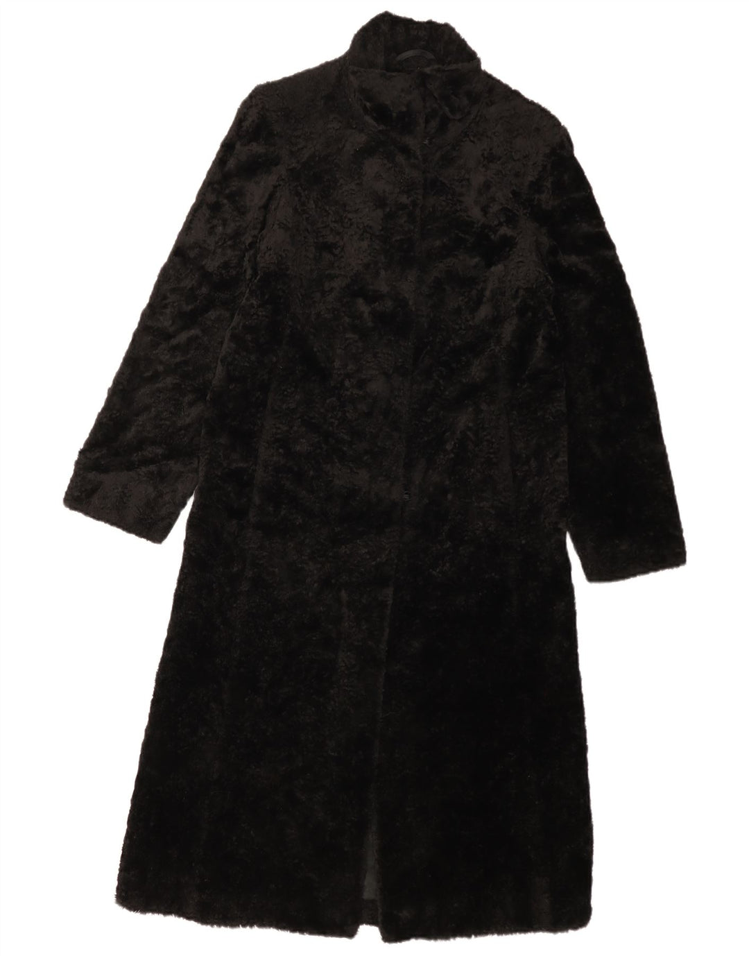 LAURA ASHLEY Womens Faux Fur Overcoat UK 8 Small Black Viscose