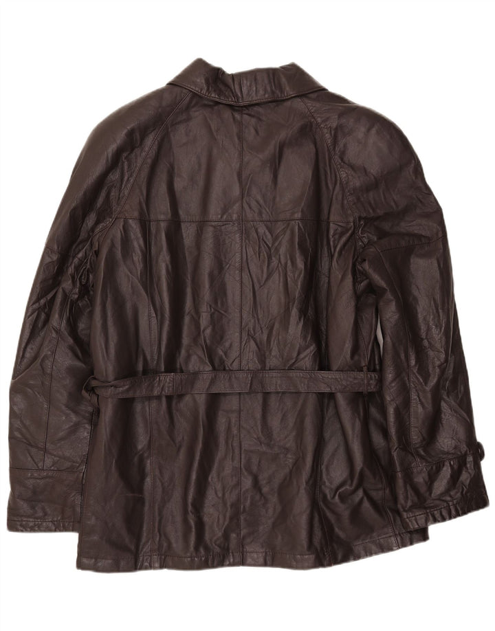 VINTAGE Mens Leather Jacket IT 54 2XL Brown Leather