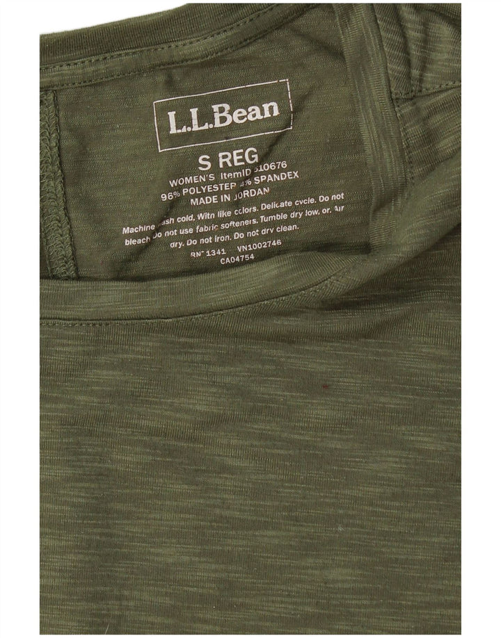 L.L.BEAN Womens T-Shirt Top UK 10 Small Khaki Flecked Polyester