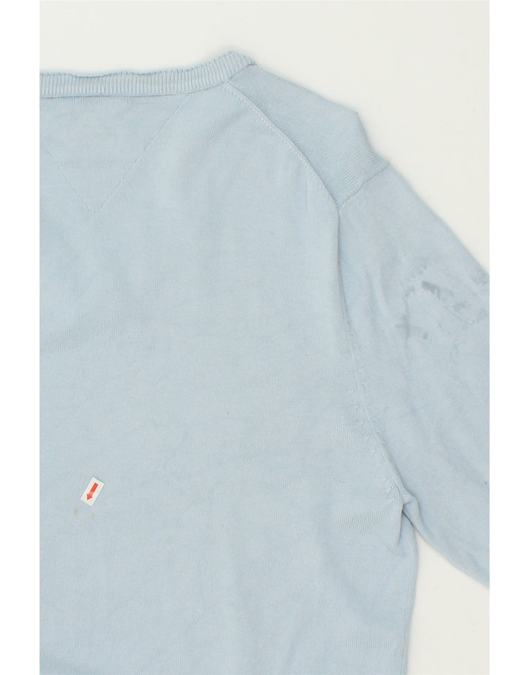 TOMMY HILFIGER Mens V-Neck Jumper Sweater Medium Blue Cotton Vintage Tommy Hilfiger and Second-Hand Tommy Hilfiger from Messina Hembry 