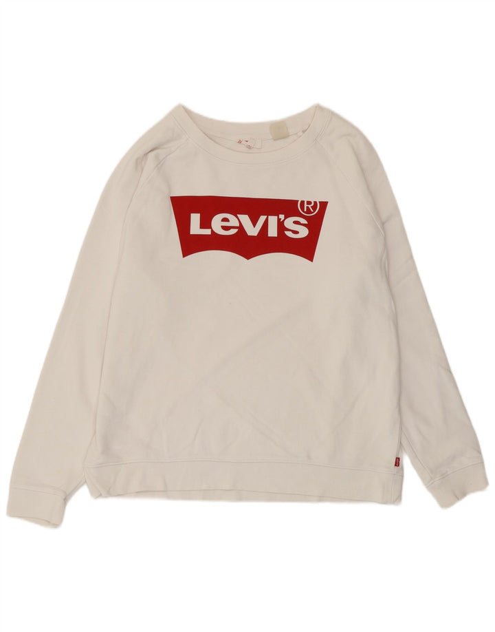 Levi's Womens Graphic Sweatshirt Jumper UK 14 Medium White