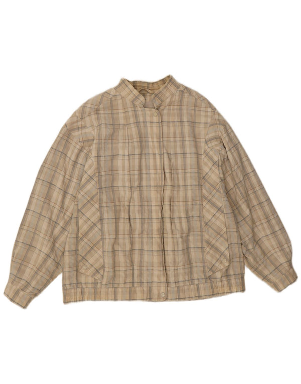 Wohrl Womens Bomber Jacket UK 16 Large Beige Check Cotton