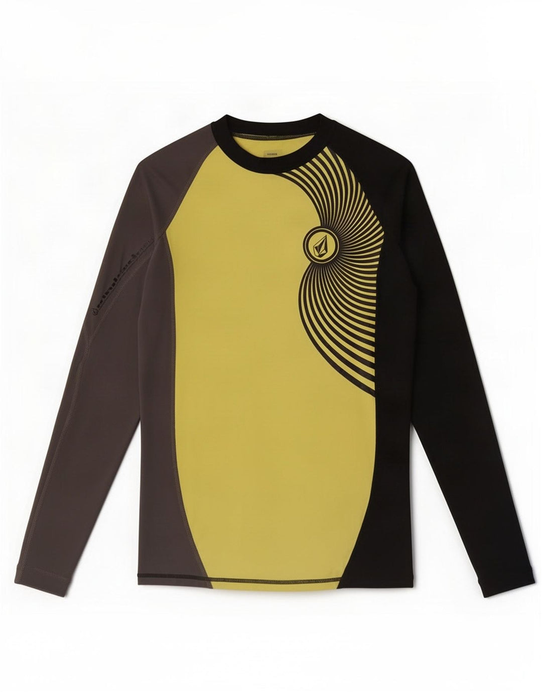 Volcom Mens Top Long Sleeve Medium Yellow Colourblock Nylon