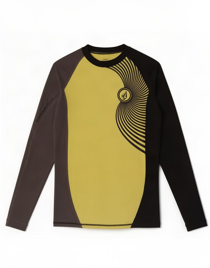 Volcom Mens Top Long Sleeve Medium Yellow Colourblock Nylon