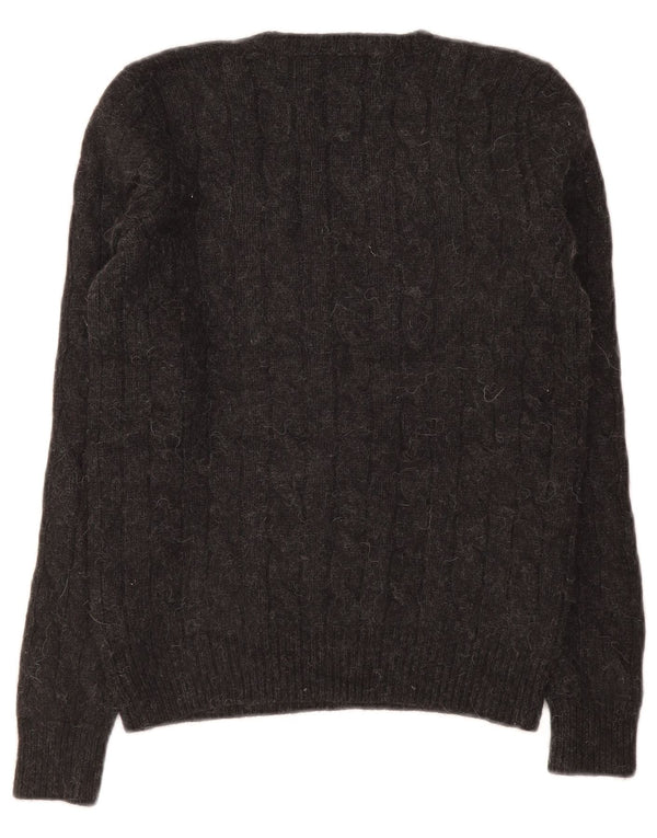 Ralph Lauren Womens V-Neck Jumper Sweater UK 12 Medium Grey Wool