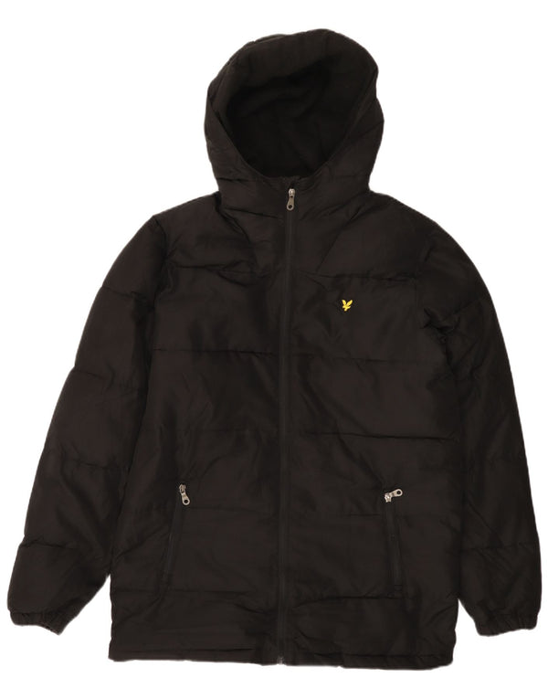 LYLE & SCOTT Boys Hooded Padded Coat 15-16 Years Black Polyester