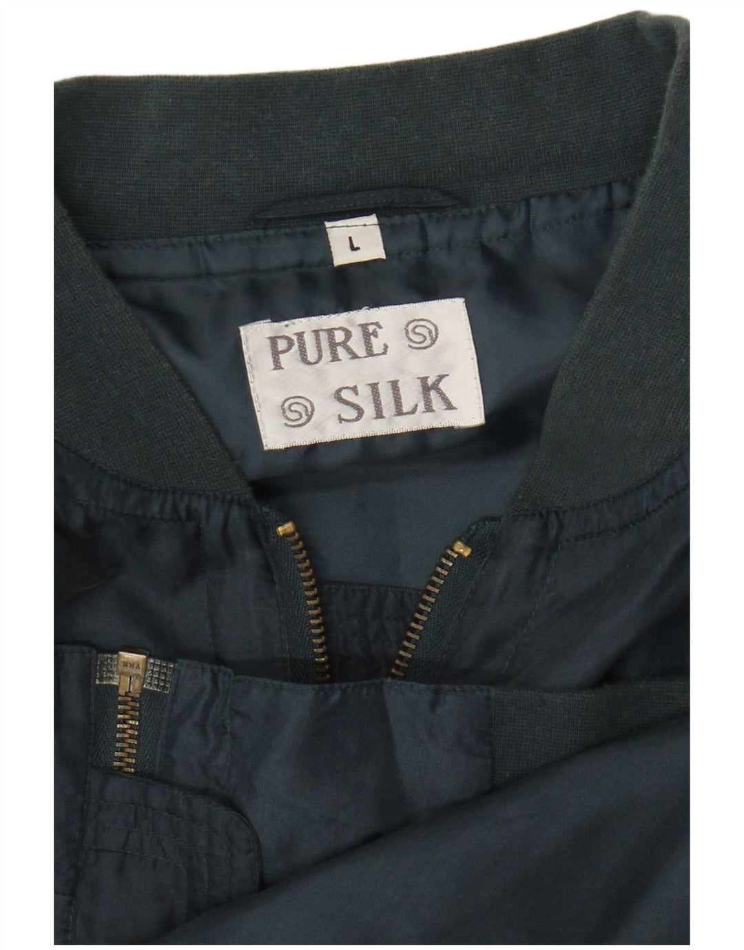 Vintage Mens Bomber Jacket UK 40 Large Navy Blue Silk