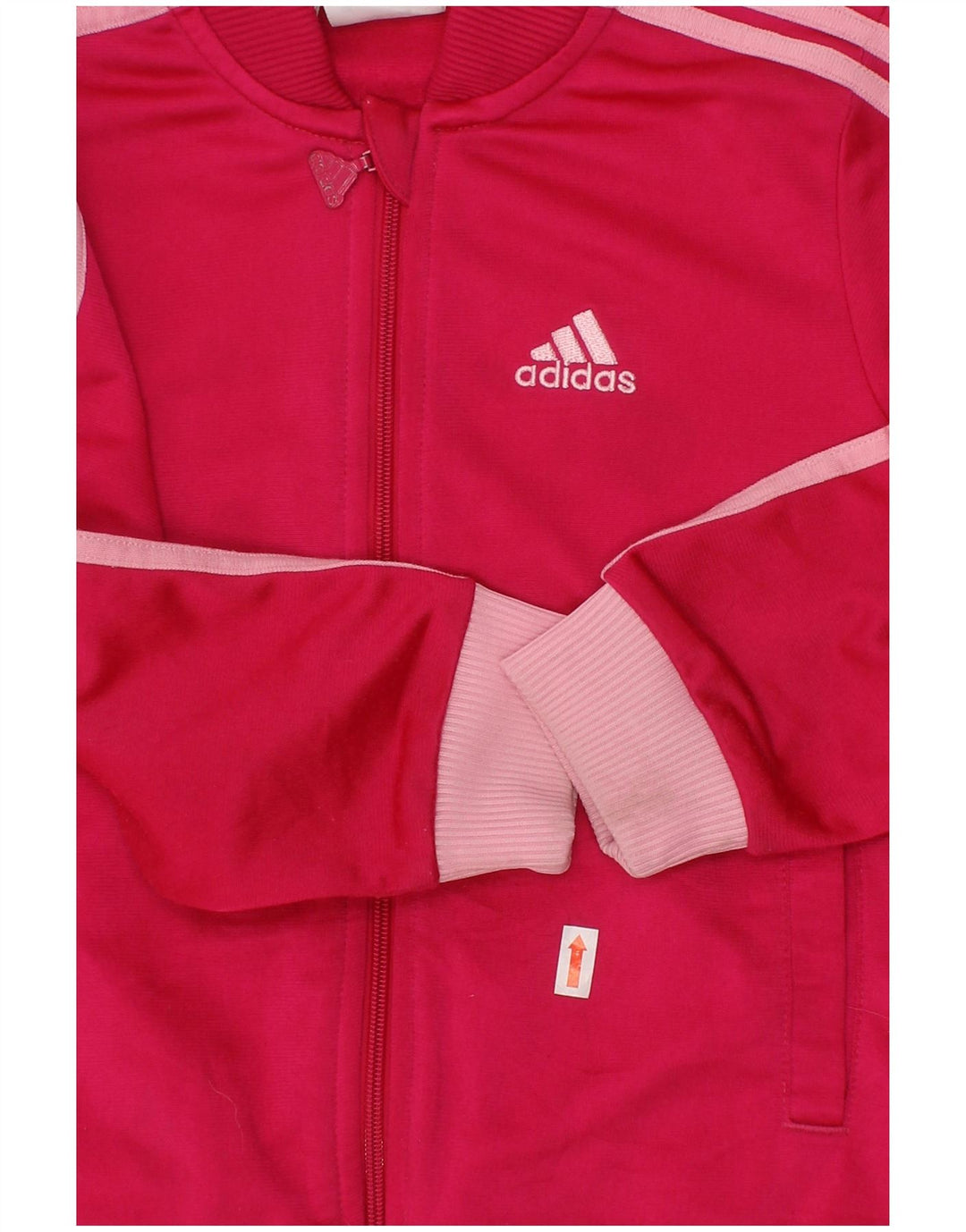 ADIDAS Girls Tracksuit Top Jacket 3-4 Years Pink Polyester