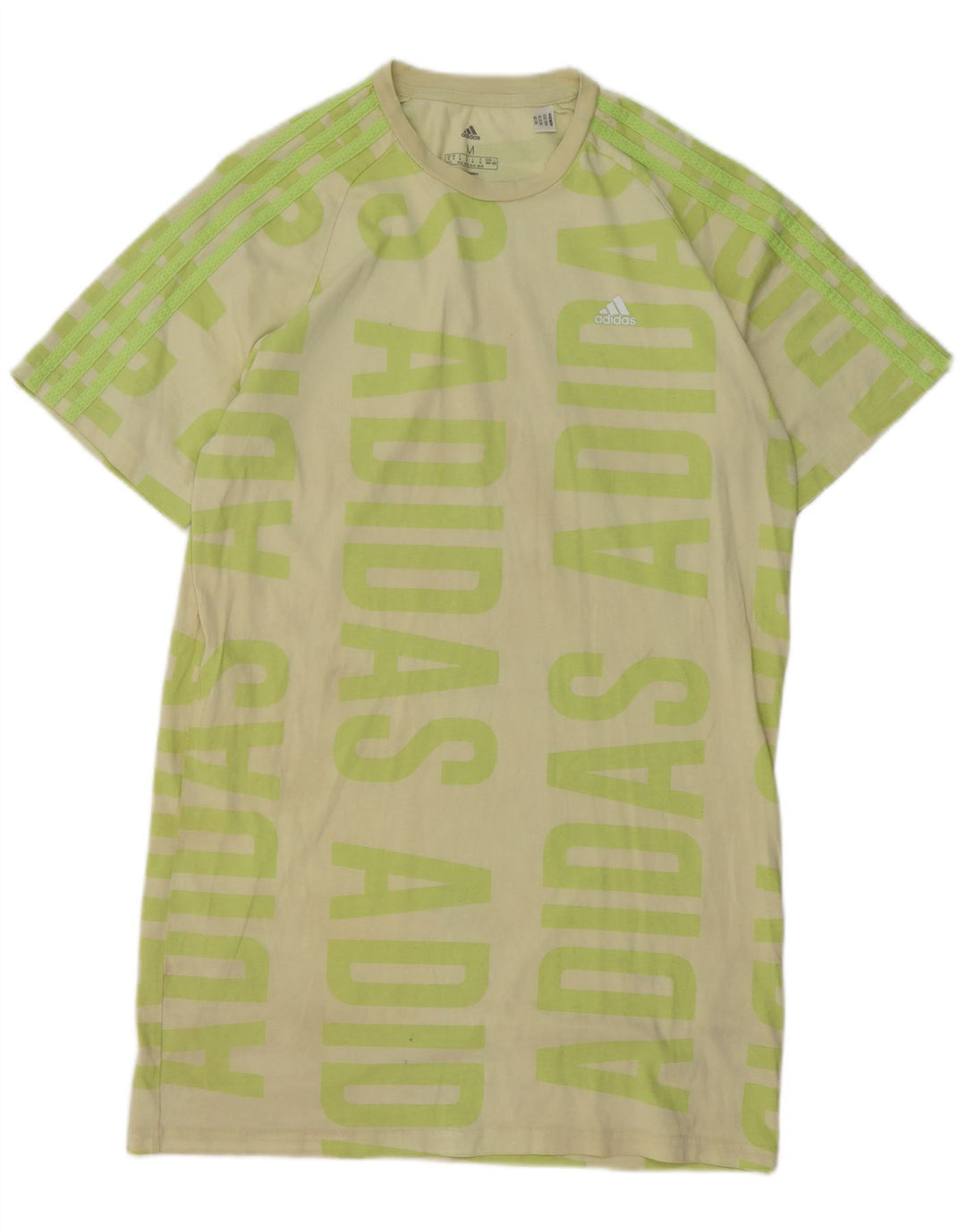 ADIDAS Womens Graphic T-Shirt Dress UK 12/14 Medium Green Cotton