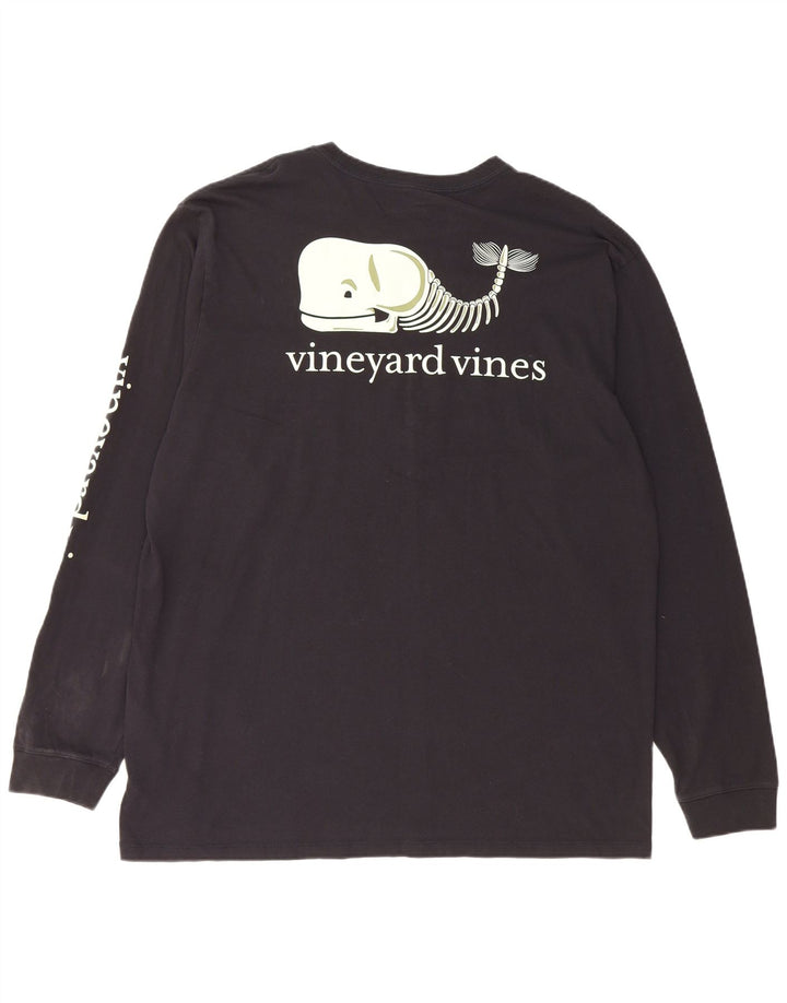 VINEYARD VINES Mens Graphic Top Long Sleeve XL Black Cotton