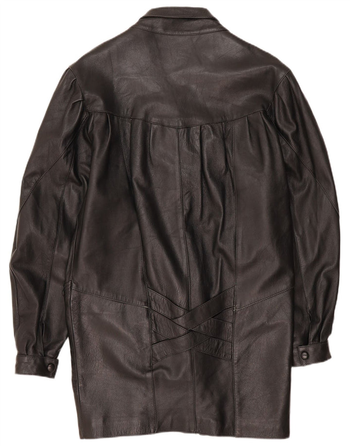Trekway Womens Leather Coat UK 10 Small Black