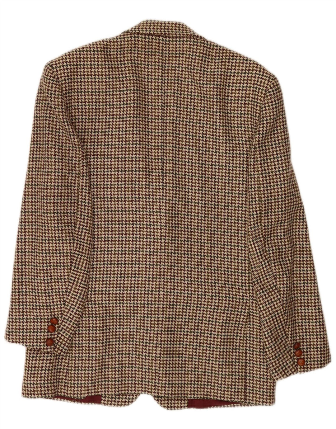 Stefanel Mens 2 Button Blazer Jacket IT 48 Medium Brown Houndstooth Acetate