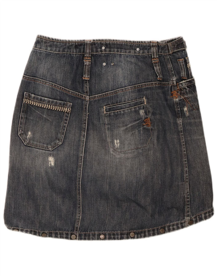 Stefanel Womens Denim Skirt IT 40 Medium W30 Navy Blue Cotton
