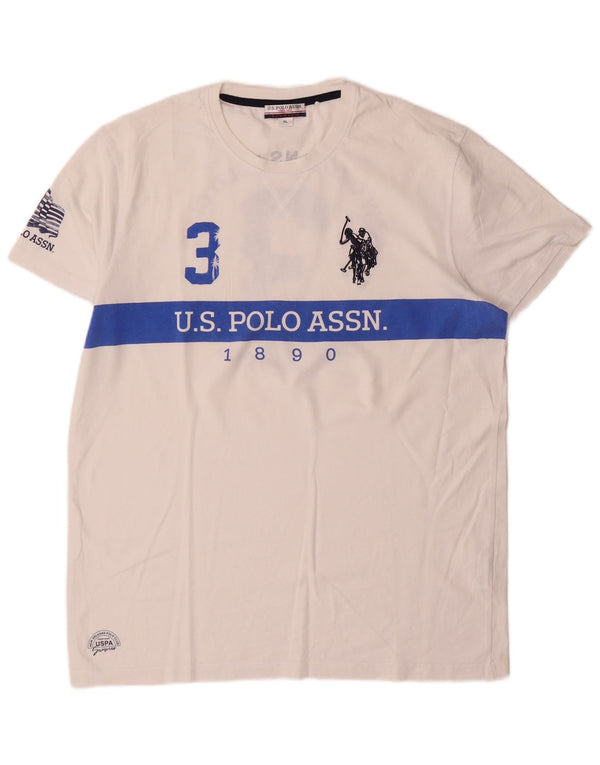 U.S. POLO ASSN. Mens Graphic T-Shirt Top XL White Cotton