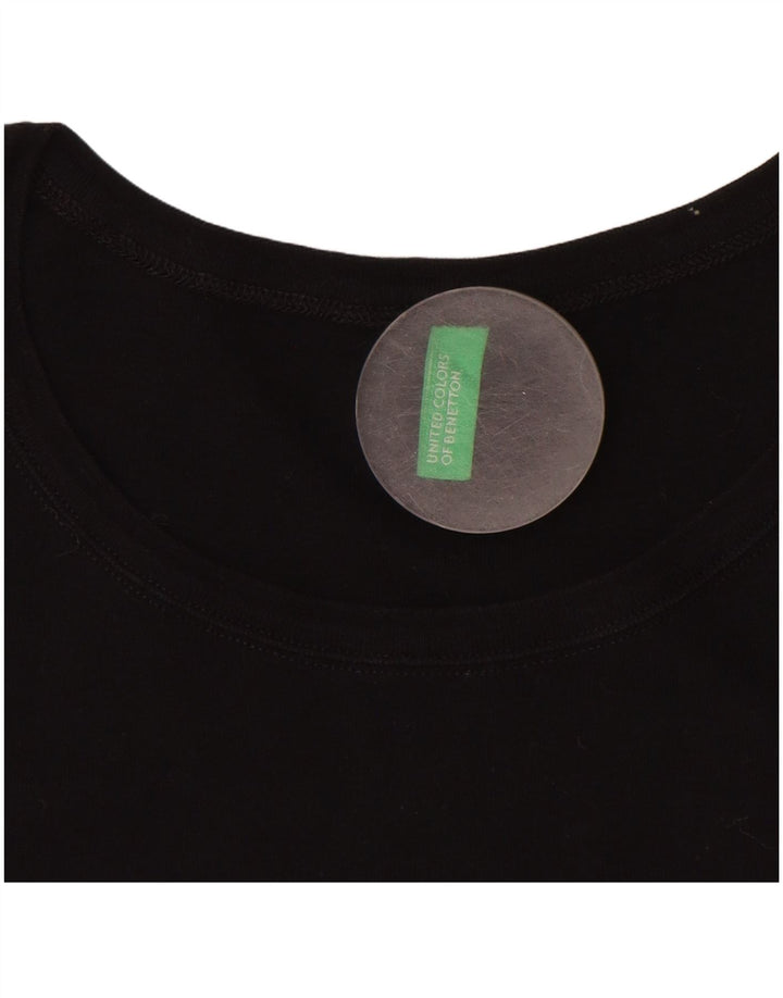 BENETTON Womens Graphic T-Shirt Top UK 16 Small Black