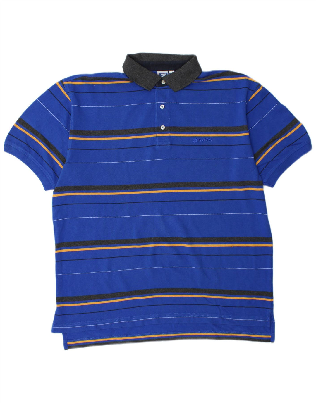 LOTTO Mens Polo Shirt UK 42/44 XL Blue Striped Cotton