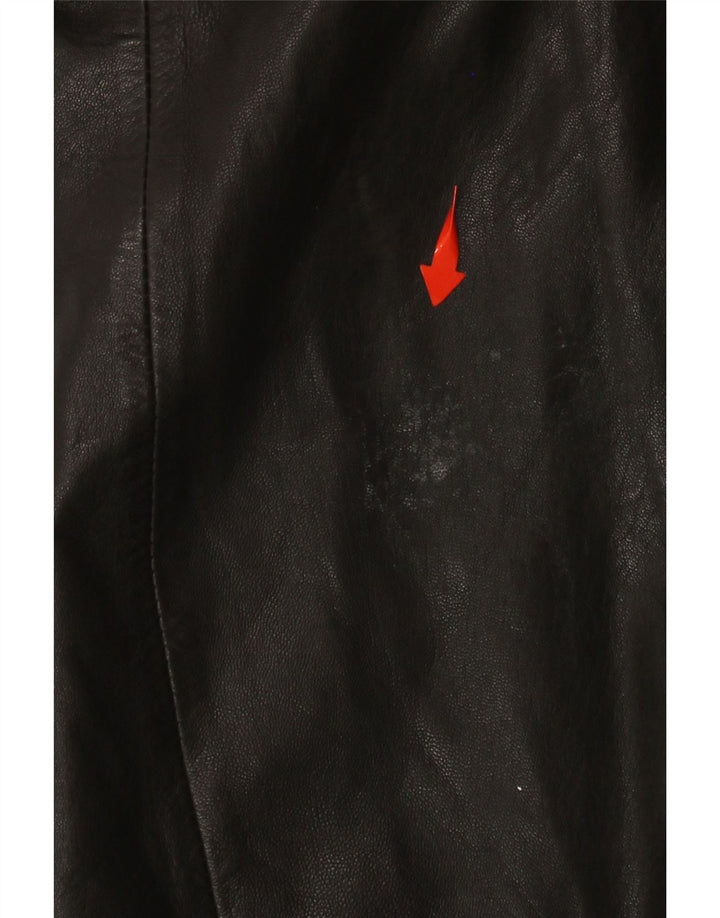 VINTAGE Womens Leather Coat IT 48 XL Black