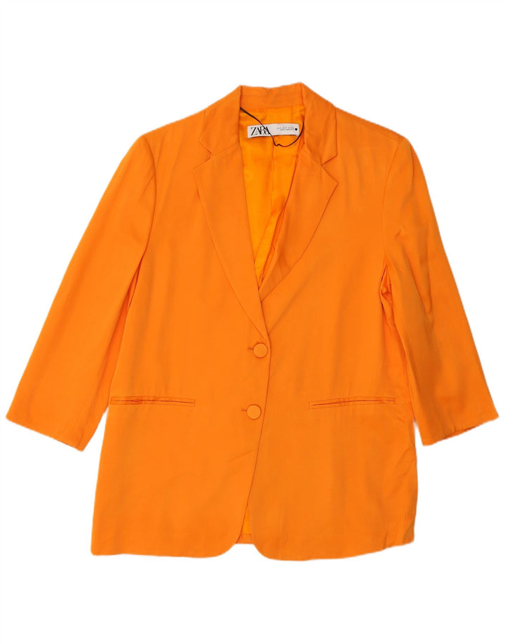 Zara Womens Oversized 2 Button Blazer Jacket UK 10 Small Orange Viscose