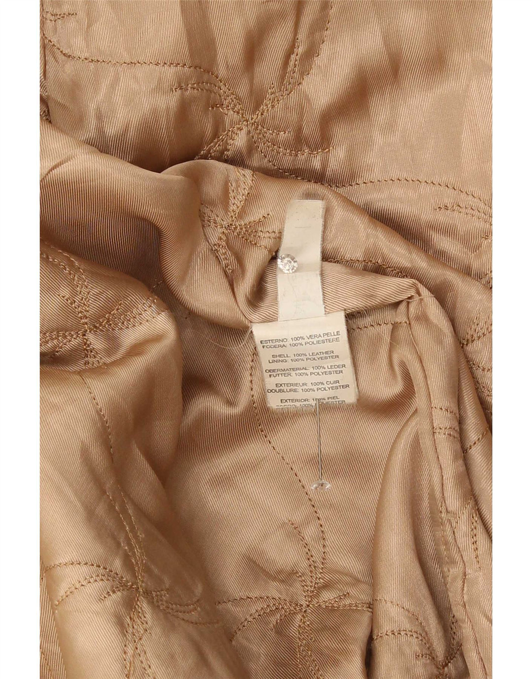 Vintage Womens Leather Coat EU 50 3XL Beige Classic