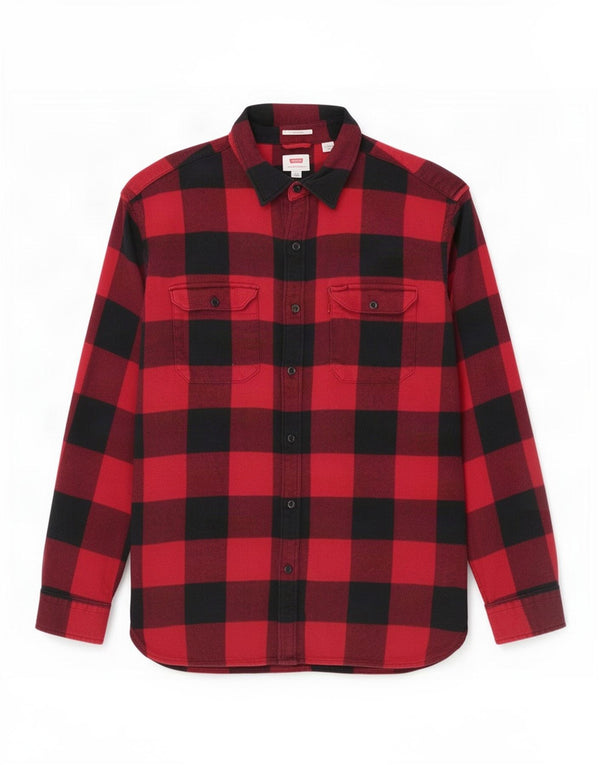 Levi's Mens Flannel Shirt Large Red Gingham Cotton