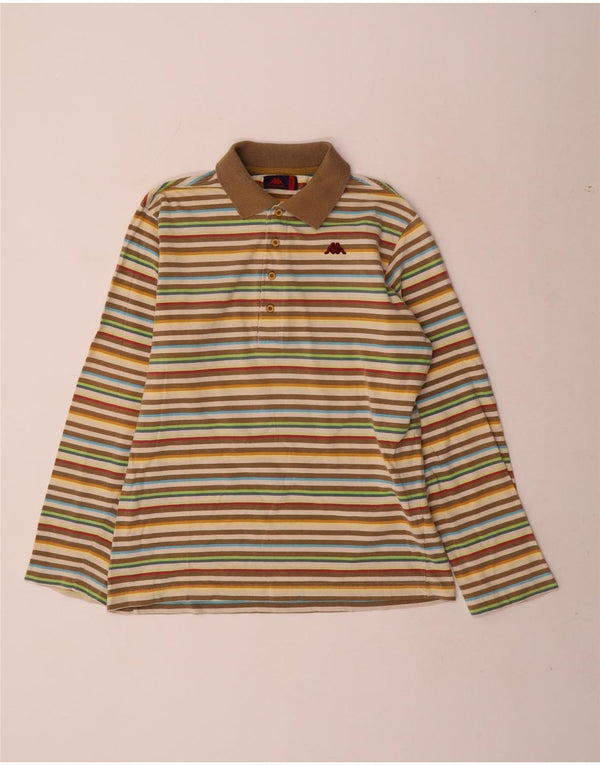 Kappa Mens Long Sleeve Polo Shirt Large Multicoloured Striped Cotton