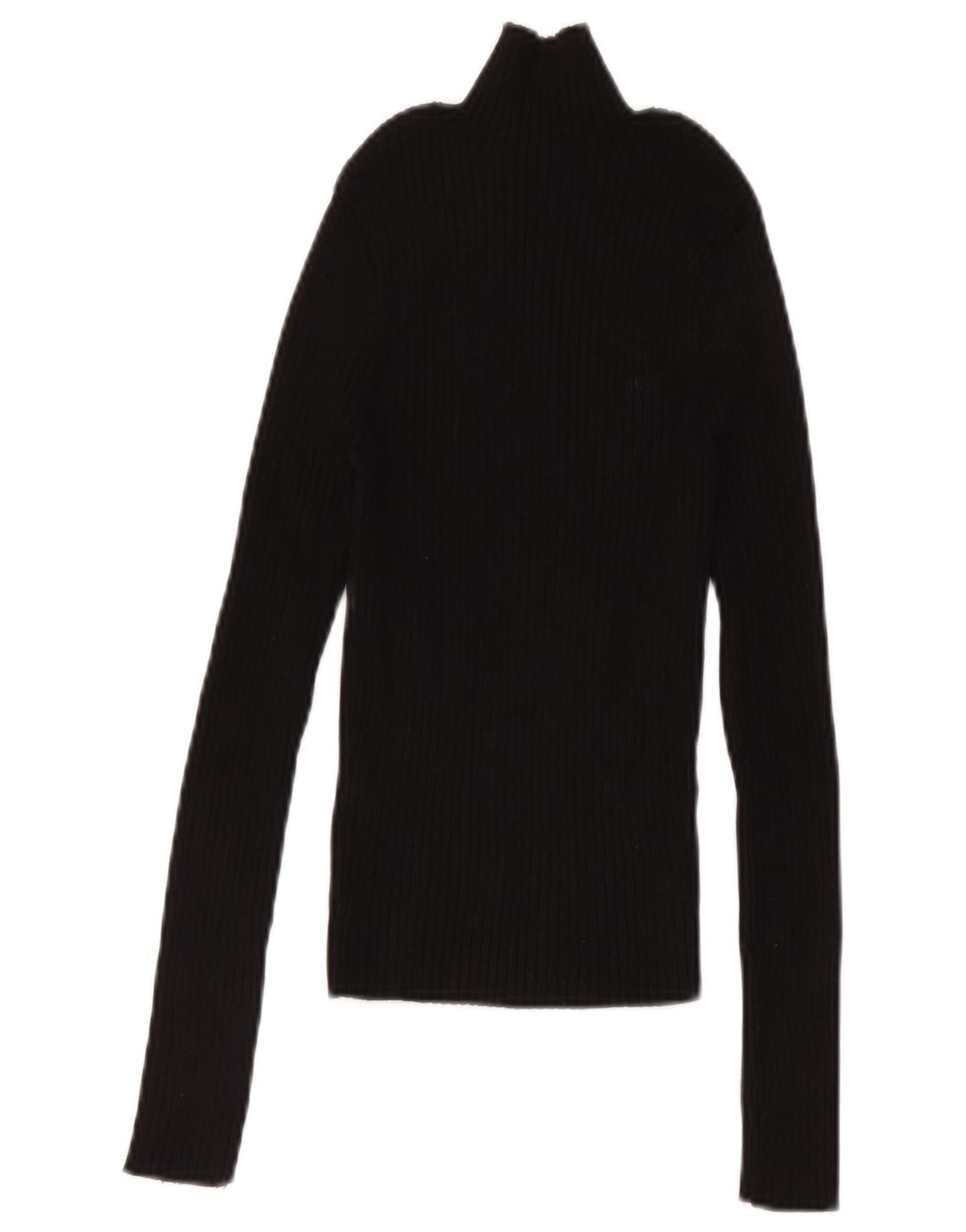 Zara Womens Crop Top Long Sleeve UK 12 Medium Black Viscose