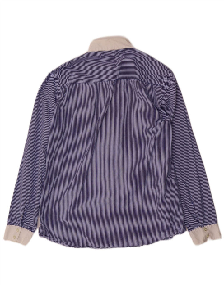 STEFANEL Womens Shirt IT 42 Medium Blue Pinstripe