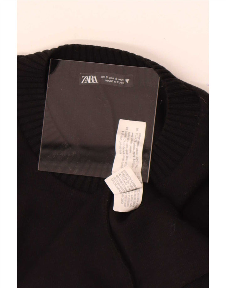 Zara Womens Crew Neck Jumper Sweater UK 10 Small Black Polyester