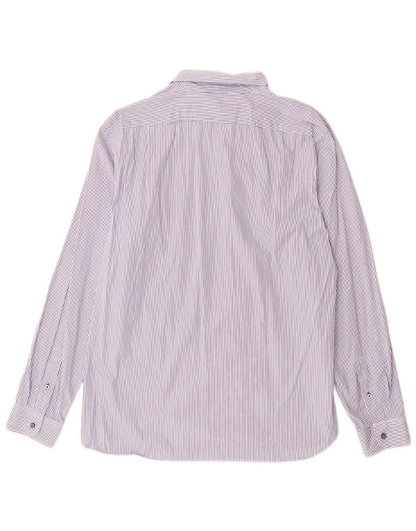 American Eagle Mens Slim Fit Shirt Large Blue Striped Cotton