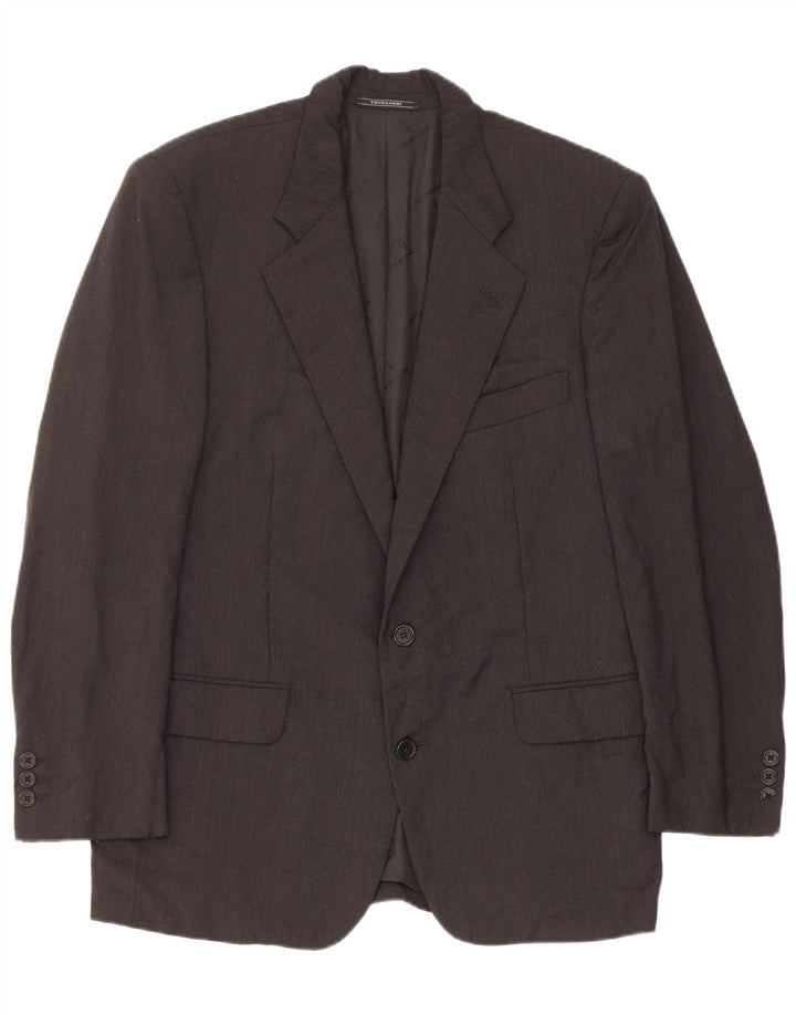 Trussardi Mens 2 Button Blazer Jacket IT 48 Medium Black Virgin Wool