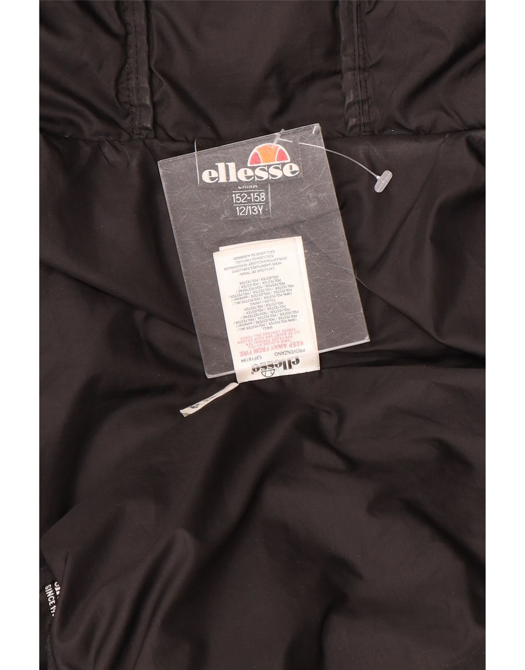 ELLESSE Boys Graphic Hooded Padded Jacket 12-13 Years Black Polyester